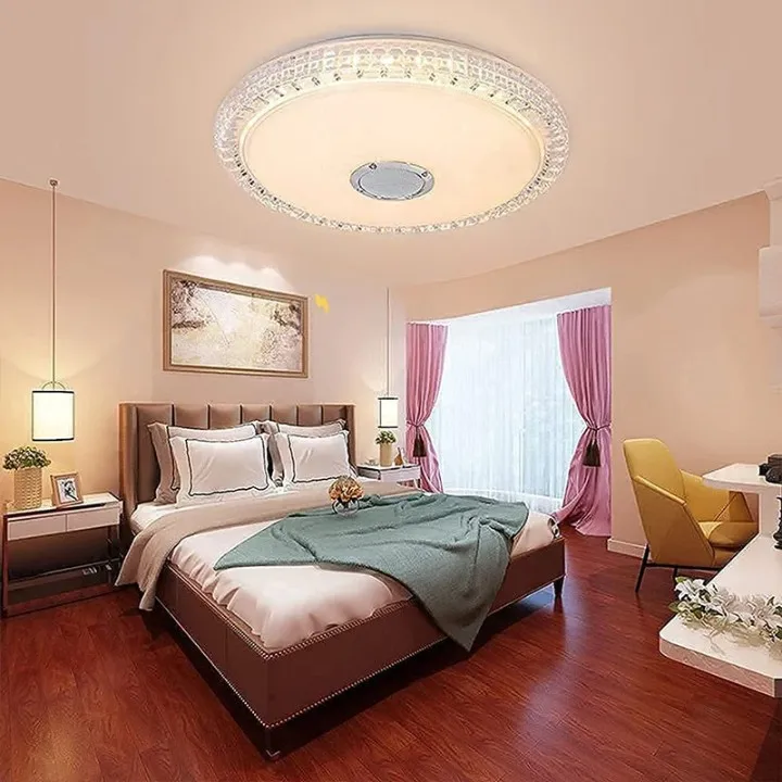 스마트 램프 천장 RGB LED 조명, 밝기 조절 앱 제어 블루투스 스피커, 홈 침실 거실 주변 조명, 300W