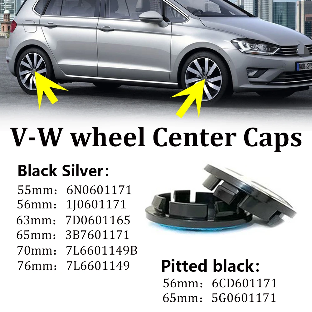 4 Pz/Set 56Mm 55Mm 65Mm 70Mm 76Mm 63Mm Car Styling Wheel Center Hub Caps Badge Per Beetle Golf Polo Sagitar Gti Tiguan