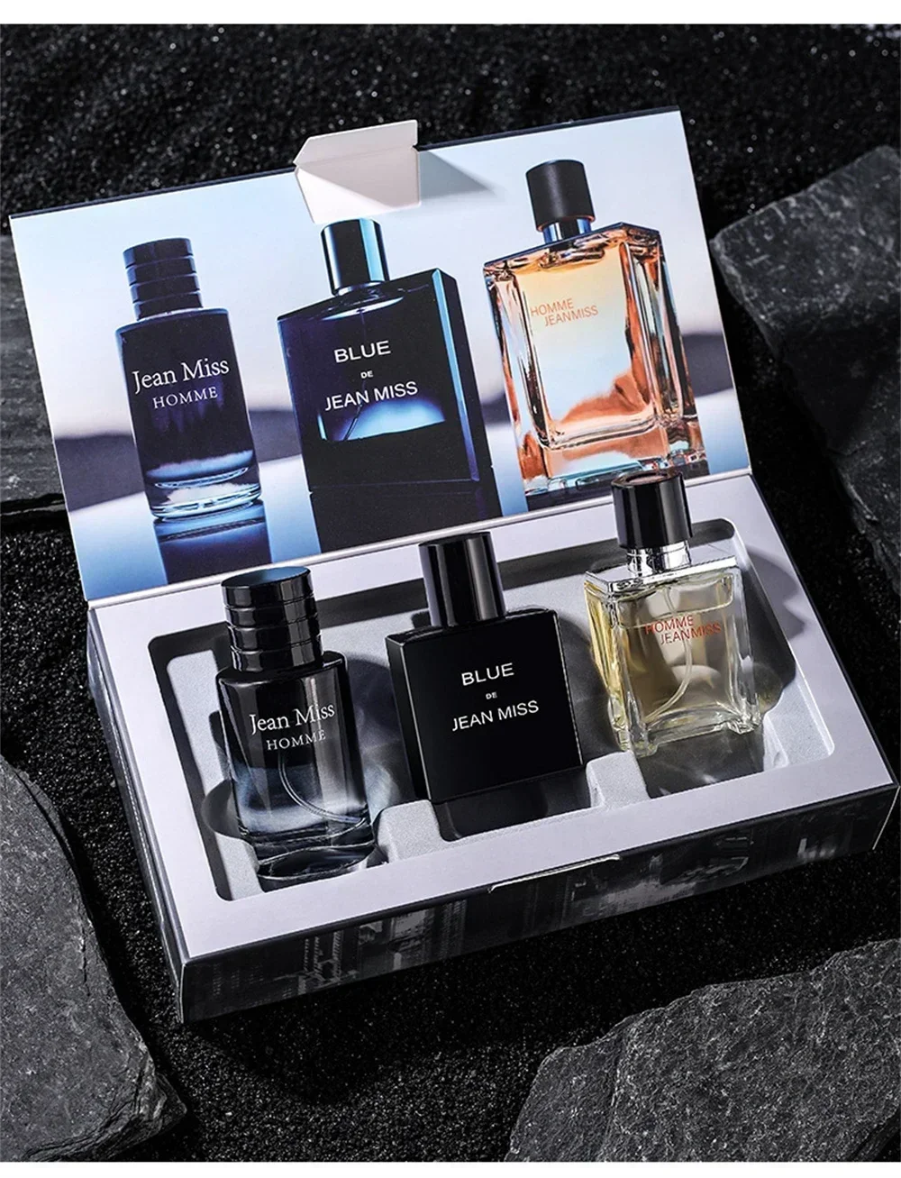 Premium 3-Piece Men’s Perfume Bottle Set with Gift Box – Multi-Material Crystal, Glass,... - SKU PGBB1055 - UGI Packaging