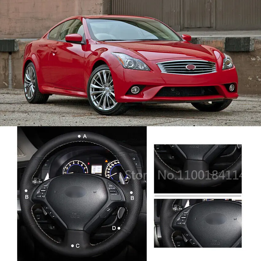 

Чехол на руль из черной кожи для Infiniti G25 G35 G37 EX Q60 QX50