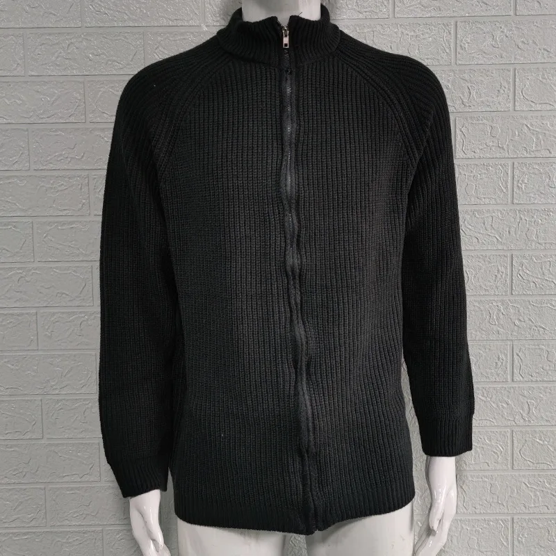 Men's Sweater Cardigan Autumn And Winter New Europe And The United States Solid Color Zip-Up Turtleneck Large Size Sweater