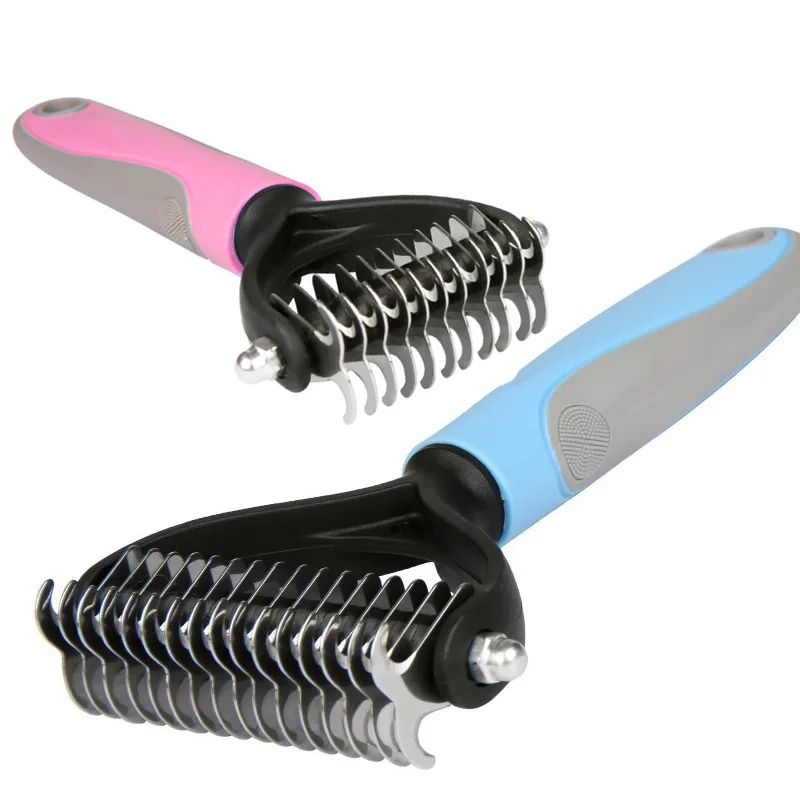 

Wholesale Pet Dematting Brush Cat Grooming Removes Loose Underlayers Tangled Hair Remover Comb Dog Curly Hair Rake Cleaning Tool