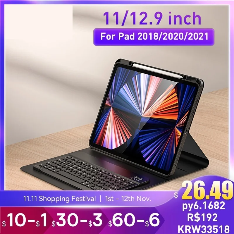 

New Bluetooth Keyboard Case For Pad Pro 11inch 12.9 Inch Case Tablet Cover Trackpad Pro 11 12 9 Case for iPad 2018/2020/2021