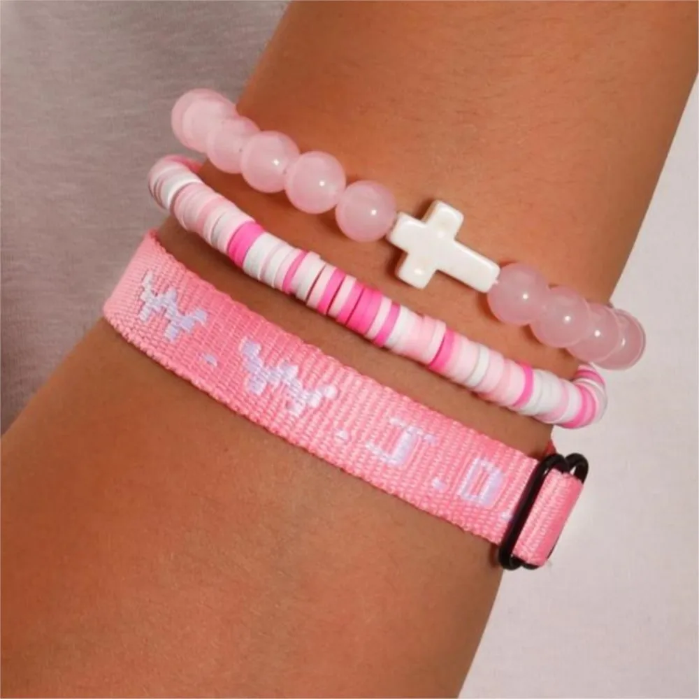 WWJD Letter Design Beaded Cross Charm Bracelert for Women&Men Trendy All-match Exquisite Bracelet Jewelry Birthday Gifts