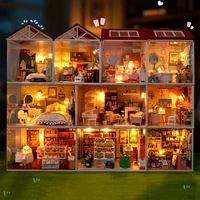 Maison de poupée en bois DIY, mini chambre, cuisine, boulangerie, modèle à assembler, jouets, kit de meubles miniatures, cadeau de Noël pour enfants et adultes, Casa 1