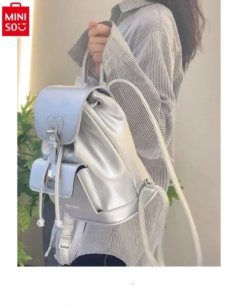 MINISO sanrio Hello Kitty Sweet Lock Buckle Printed Backpack Women's High Quality PU Large Capacity Storage Backpack