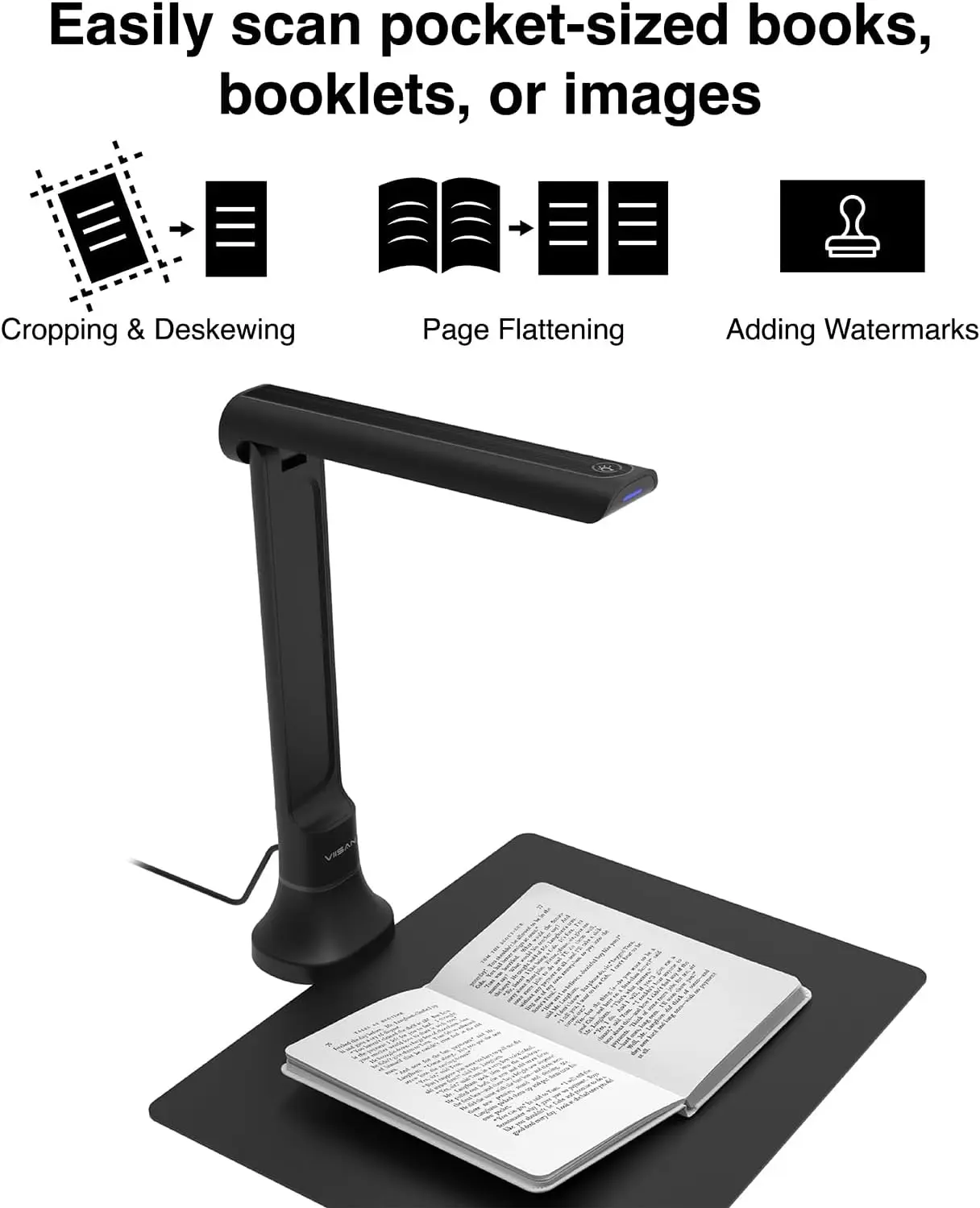 VIISAN DB8401 16MP Document Camera for Office & School, Windows/macOS Certified USB Scanner with OCR,TTS,Barcode Recognition, Fo - 4