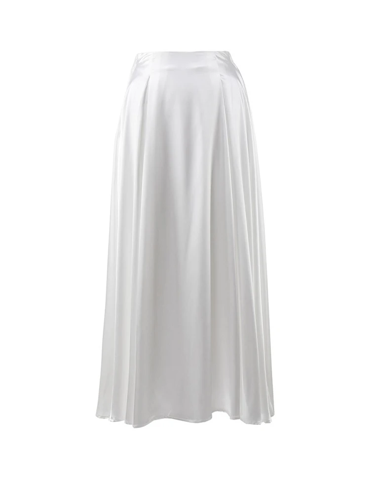 Elegant Satin Loose Women Skirt 2023 High Waist Maxi Skirts Streetwear Classic Long Skirt Fashion Female Black Skirt