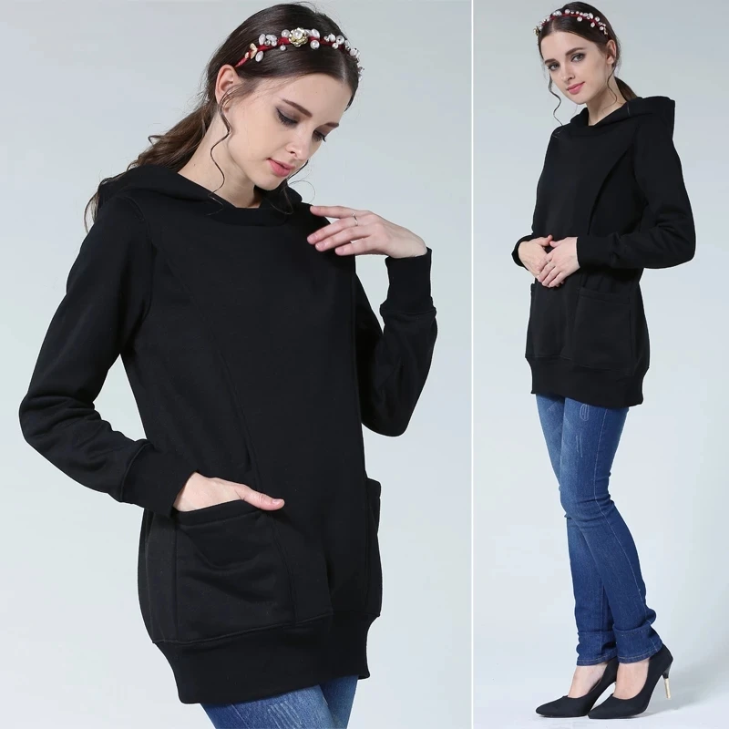 Winter Maternity Clothes Fleece Breastfeeding Hoodie Women Pregnant Jumper Pregnancy Clothing Sweater Large Size