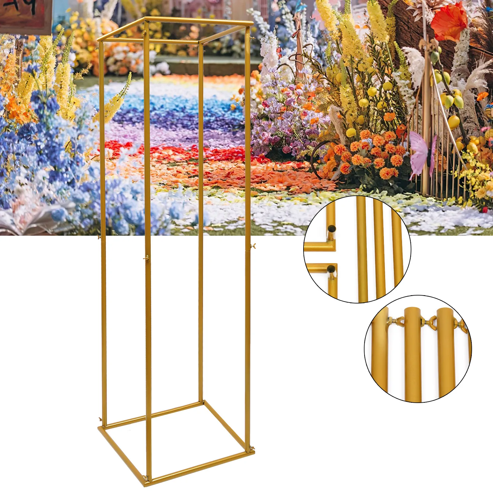 

Золотая металлическая подставка для цветов, 180 см, свадебный фон, подставка для украшения цветов, полка для растений, рамка для воздушных шаров для свадебной вечеринки