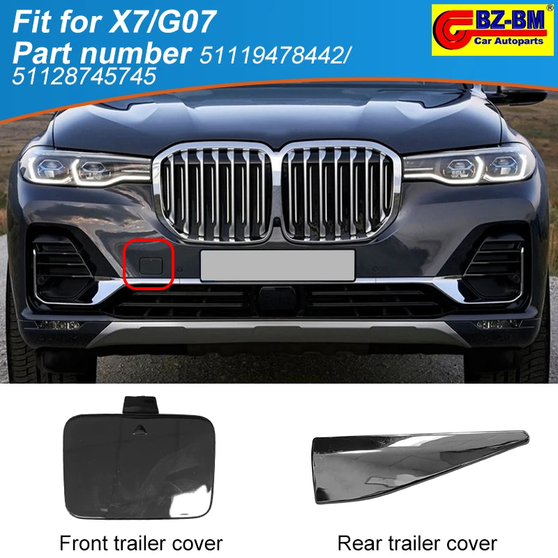 후방 또는 전방 범퍼 트레일러 커버 견인 후크, BMW X7/G07 시리즈 X7-51119478442 X7-51128745745