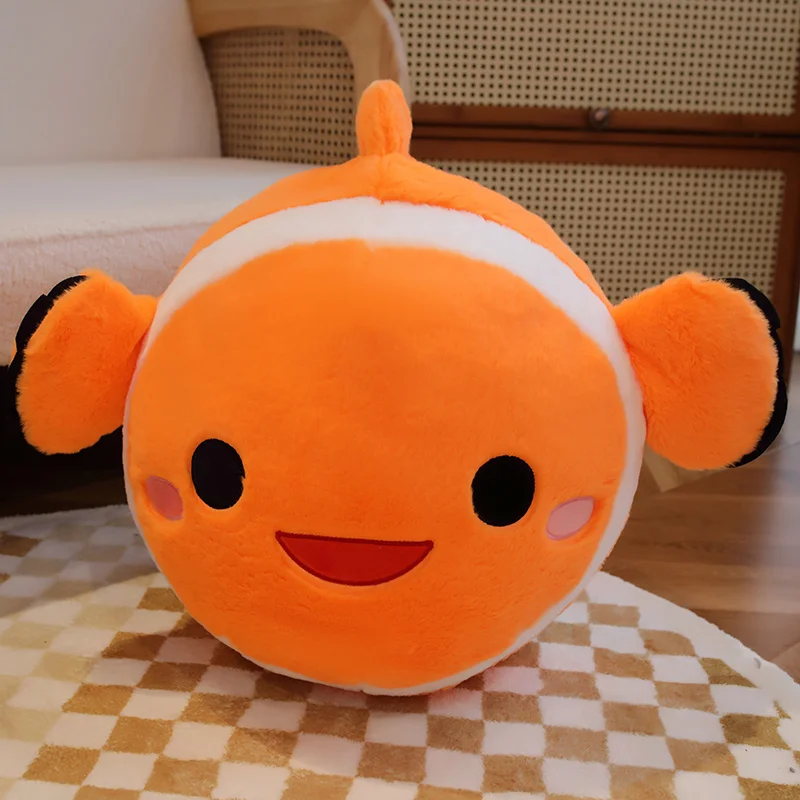 New Large Clown Fish Plush Toy Soft Clownfish Stuffed Animals Cuddly Pillow Birthday Gift For Kids Ocean Party Home Decoration