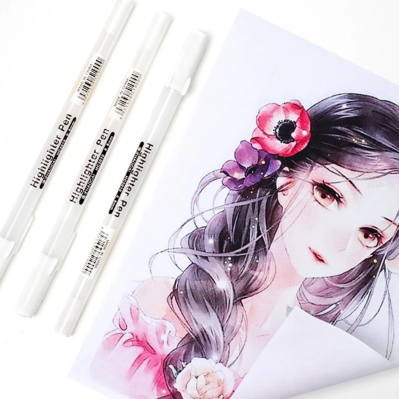 White Marker Pens 3 Pcs Creative White Ink Gel Pen Highlight Marker Pen 0.8mm Fine Tip for Student Stationery Drawing Art Writing School Supplies white marker pens,pen marker,gel pen,colored pens,highlighter pen set