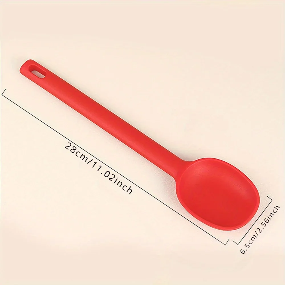 1PC Silicone Salad Stirring Spoon Heat Resistant Shallow Mouthed Soup Spoon non Stick Pot Kitchen Baking Tool