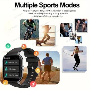Smart fitness watch, SMS reminder, outdoor sports watch, smart watch for men and women, compatible with iPhone and Android 5