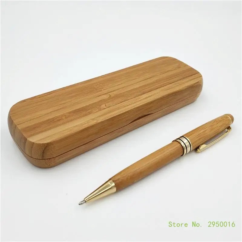 

1PC Bamboo and Wood Ballpoint Pen Case Wood Gift Box Set Writing Smooth Not Scraping Paper Ink Pen Office