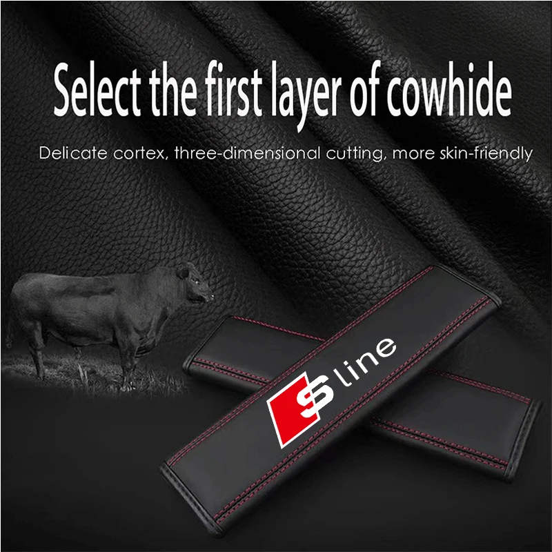 2PCS High Quality Car Seat Belt Protection Shoulder Pad Cover For Audi Sline A3 A4 A5 A6 A7 A8 Q3 Q7 Q5 Q8 Car Accessories