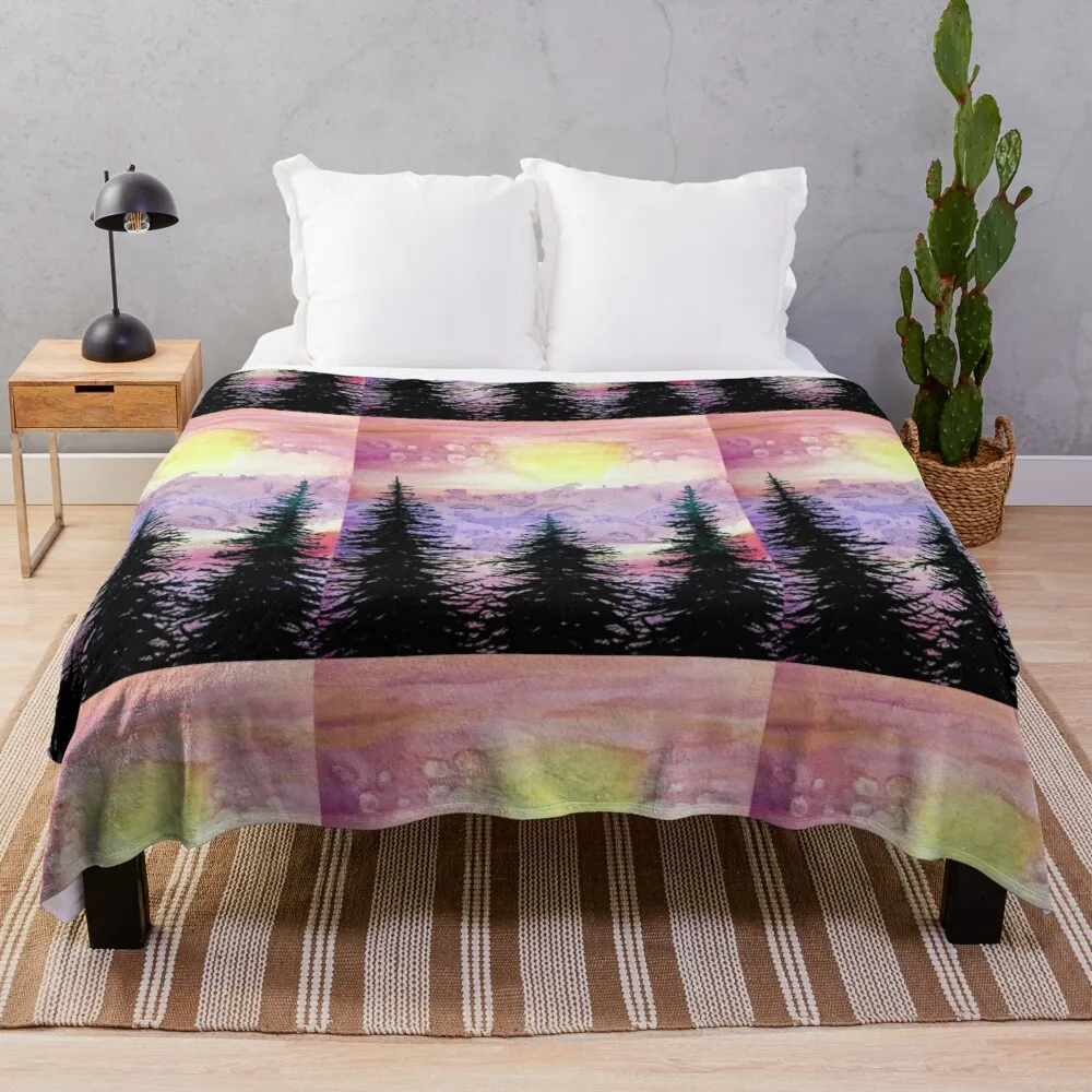 

Sunset SilhouetteThrow Blanket Sofa Blanket Designer Blanket Flannel Blanket