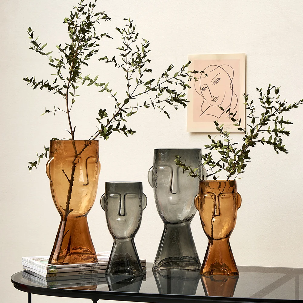

Glass Vase for Home Decor, Face Model, Nordic Decoration, Home Table Decor, Living Room Terrarium, Household Gift