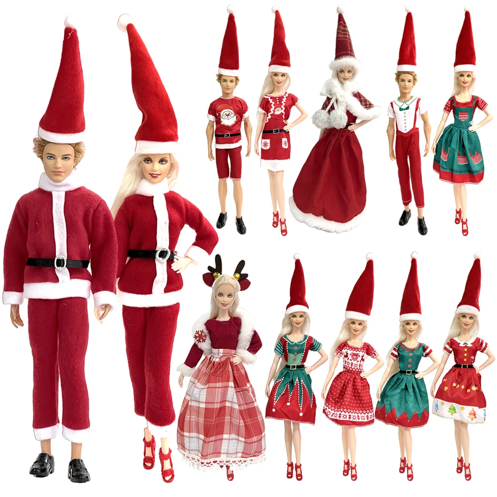 1 Set Hot Sale Christmas Eve Dress Fashion Clothes for Barbie Doll Accessories for Ken Dolls Party Cosplay Santa Toys JJ