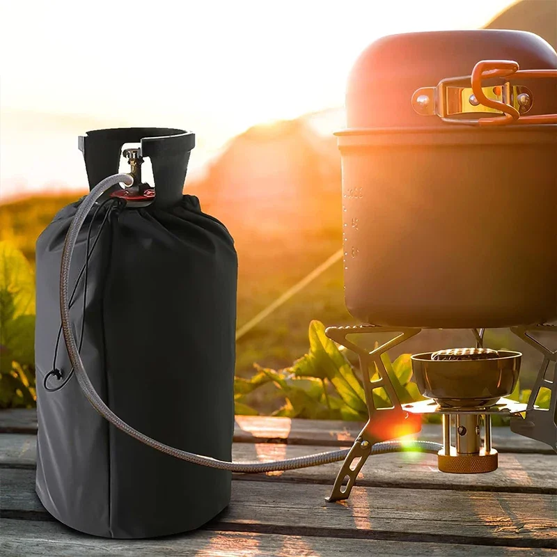 Gas Bottle Cover Waterproof 210D Oxford Fabric Black Foldable Dustproof UV Resistant Windproof for Kitchen & RV Outdoor Cooking chair cover patio furniture cover umbrella cover ibc tank cover bbq grill cover boat cover water tank cover chair dust cover printer cover table tennis cover