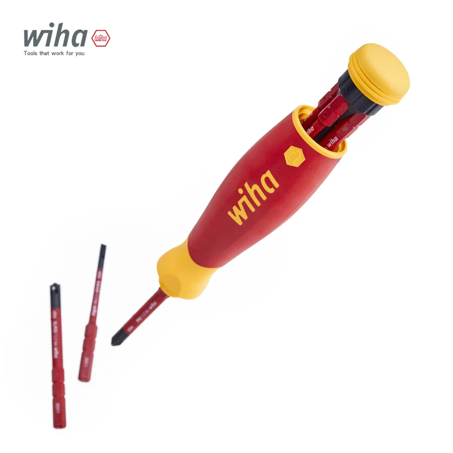 

Wiha 4 In 1 Multifunctional Insulated Screwdriver with Bit Magazine PocketMax Electric for Phillips Slotted Pozidriv Screw 45296