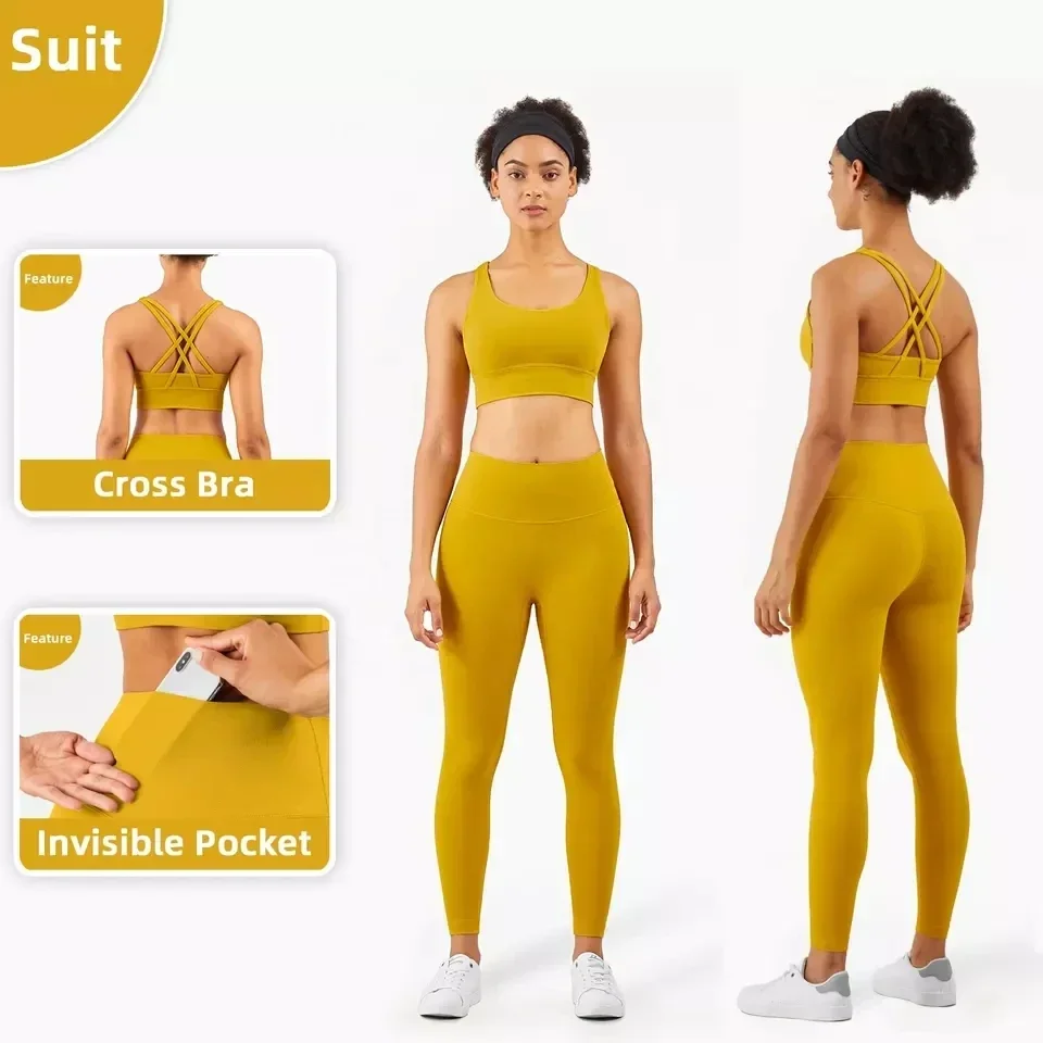 Seamless Yoga Set Women Fitness Sportswear Sports Suits Gym Clothing Workout Clothes Two Piece Set High Waist Leggings Crop Top