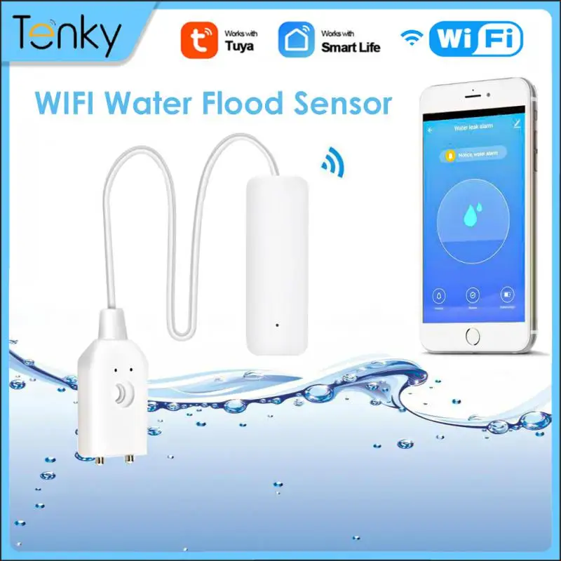 Tenky alarma de fuga de agua Wifi, Detector de Sensor de fugas de agua, alarma de nivel de inundación, Detector de fugas de agua para el hogar, cocina y baño