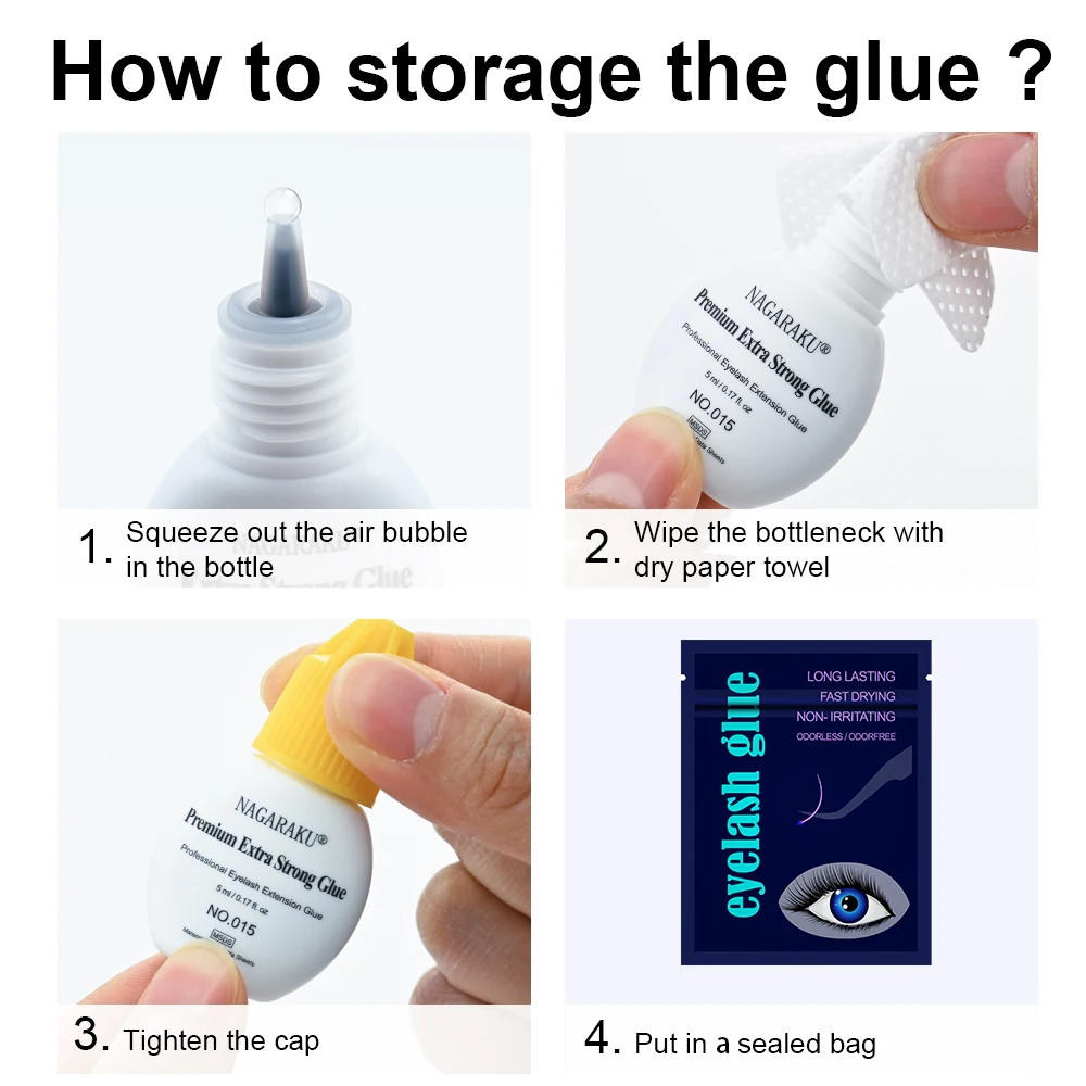 NAGARAKU Eyelashes Makeup 3 Different Glue for Lashes Eyelash Glue Low Fume Slightly Irritant Adhesive 5