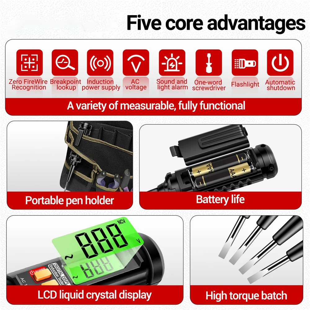 AC Rechargeable Voltage Tester Pen 12-300V Large Screen - View #13