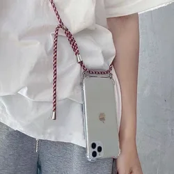 Custodia posteriore shockproof trasparente a tracolla con collana lanyard