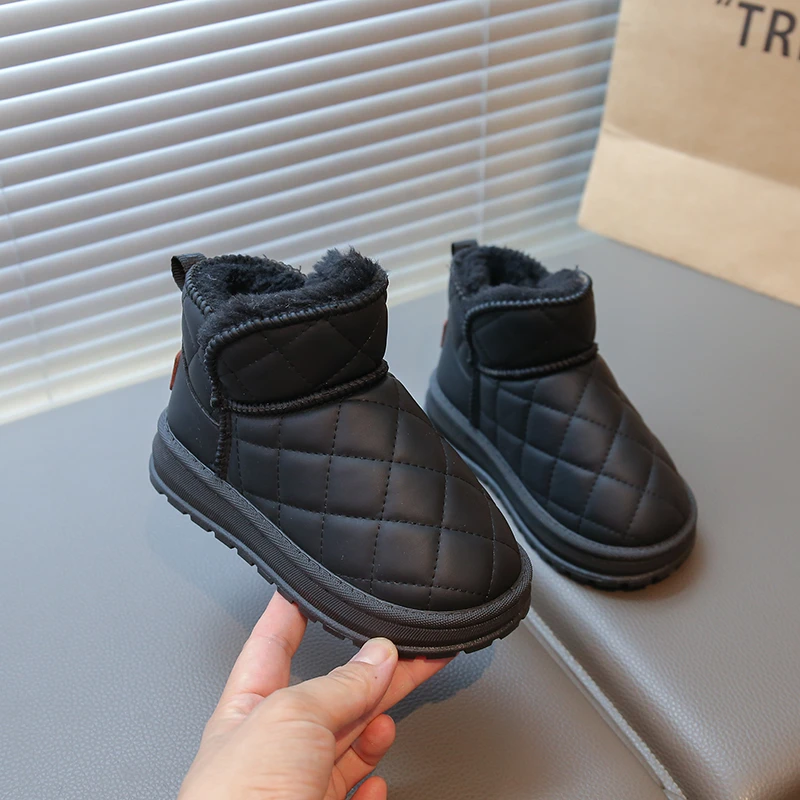 Warm Quilted Non Slip Kids Ankle Boots for Outdoor Play