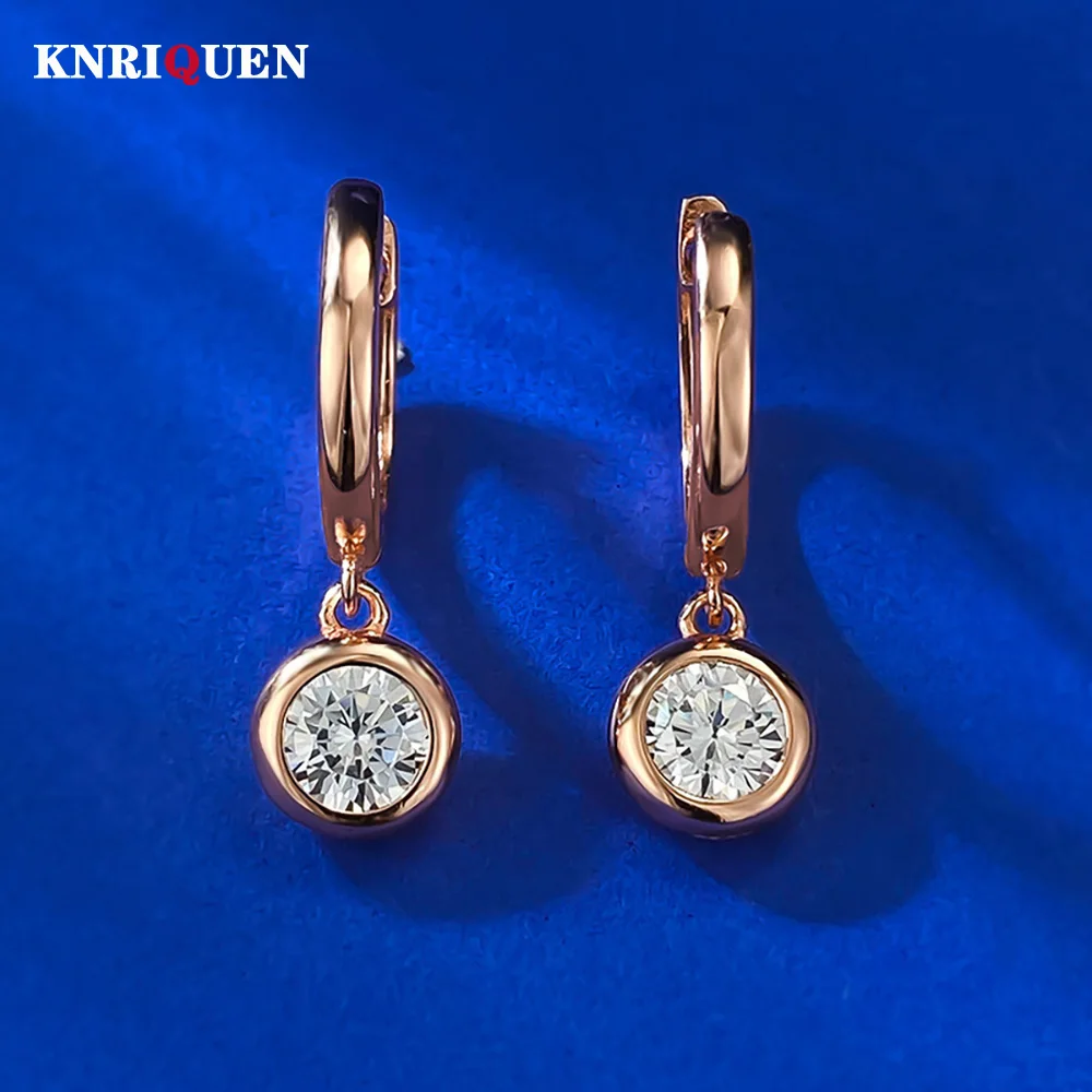 Luxury 925 Sterling Silver 5Mm Lab Diamond Rose Gold Color White Drop Ciondola Gli Orecchini Per Le Donne Fine Jewelry Orecchini A Cerchio Regalo