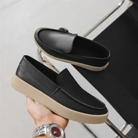 Classic Leather Mens Formal Loafers Simple Dress Moccasins Breathable Slip on Flats Leisure Walk Driving Shoes Man Driving Shoes