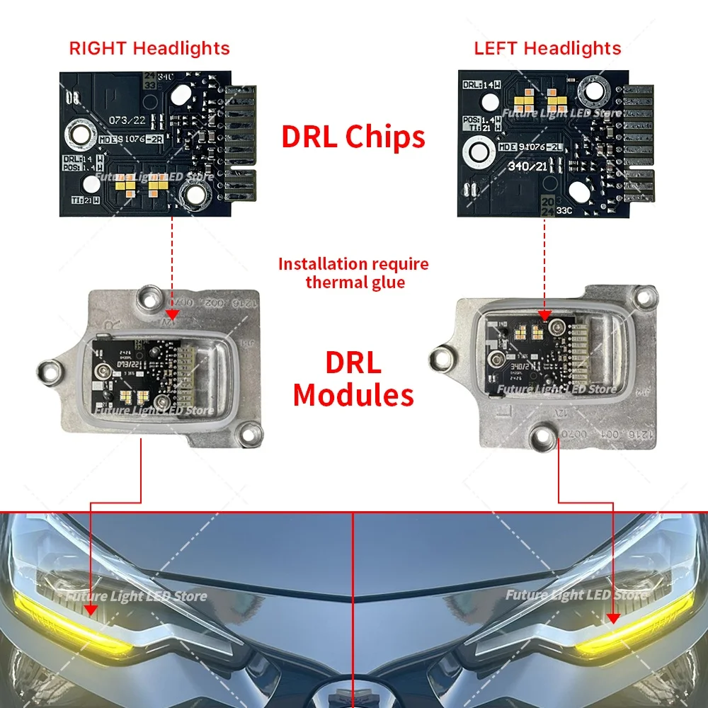 BMW 2 시리즈 M2 G42 G87 M240i 2022-2024 63115A043C1 저사양 헤드라이트 주간 주행등 모듈용 DRL LED 보드 데이라이트