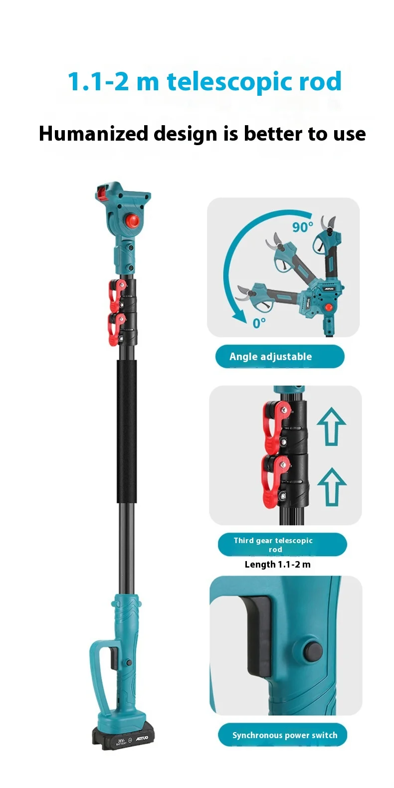 Electric Chain Saw Pruning Cutter Long Pole Chainsaw Garden Pruner Shears By DIY