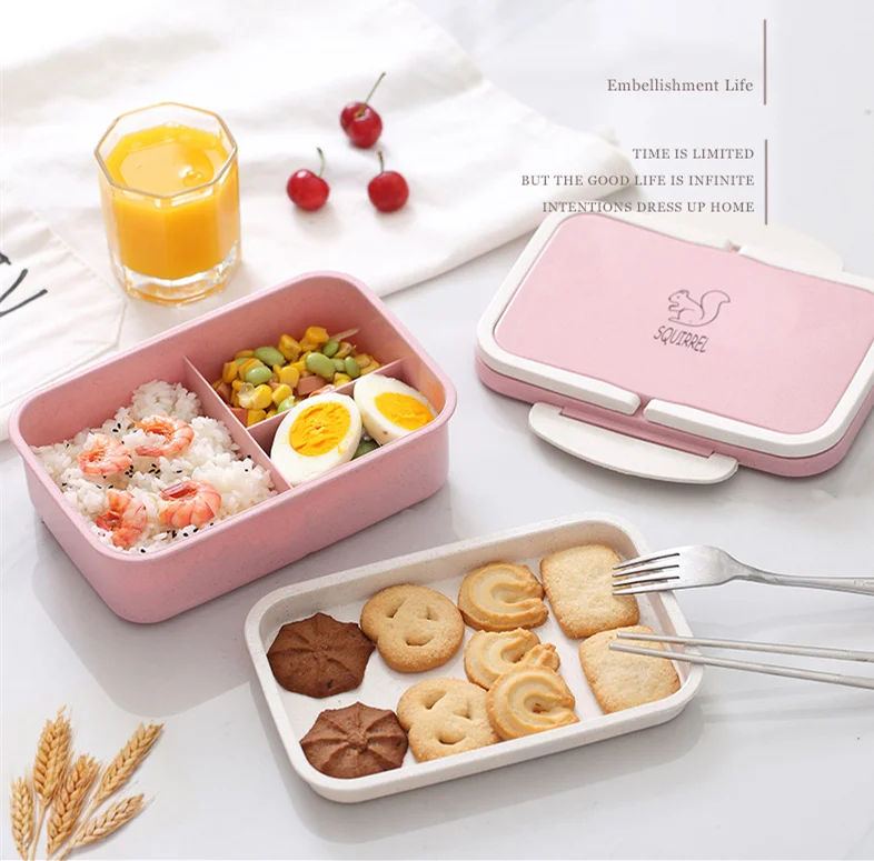 Description Picture 2 of itemWheat Straw Lunch Box for Kids Cartoon Bento Box Portable Eco-friendly Food Container for Picnic School Microwavable 1pc