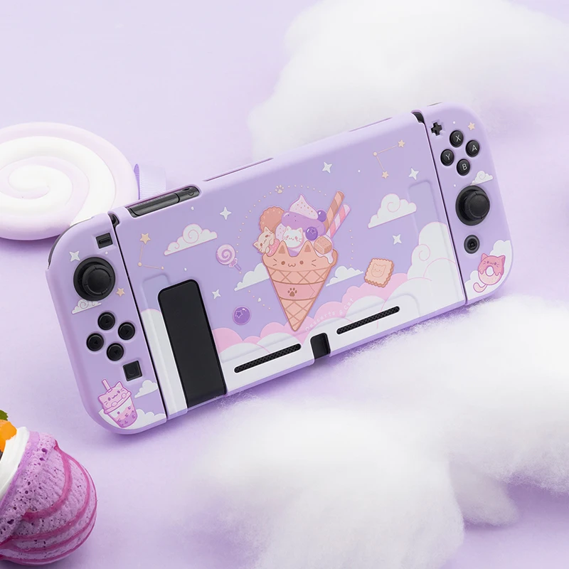 

Dockable Case for Nintendo Switch Case Kawaii Ice Cream Cat Fairy League Soft TPU Cover for Nintendo Switch Back Girp Shell
