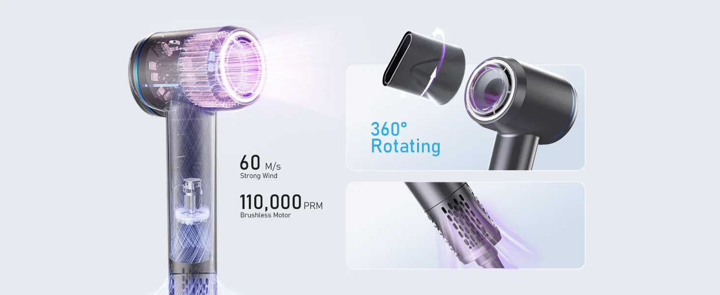 Description Picture 5 of itemHigh Quality High-Speed Hair Dryer 1400W 120V Professional Low-Noise Fast Drying Plasma Hair Care Blow Dryer