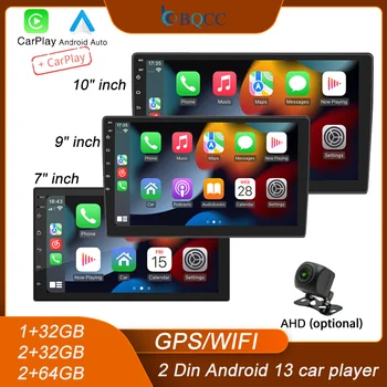 BQCC 4core 2 Din Radio de coche Androidauto Carplay Android 13 GPS Audio de coche 7 "/9"/10 "WIFI BT IPS reproductor Multimedia automotriz 1
