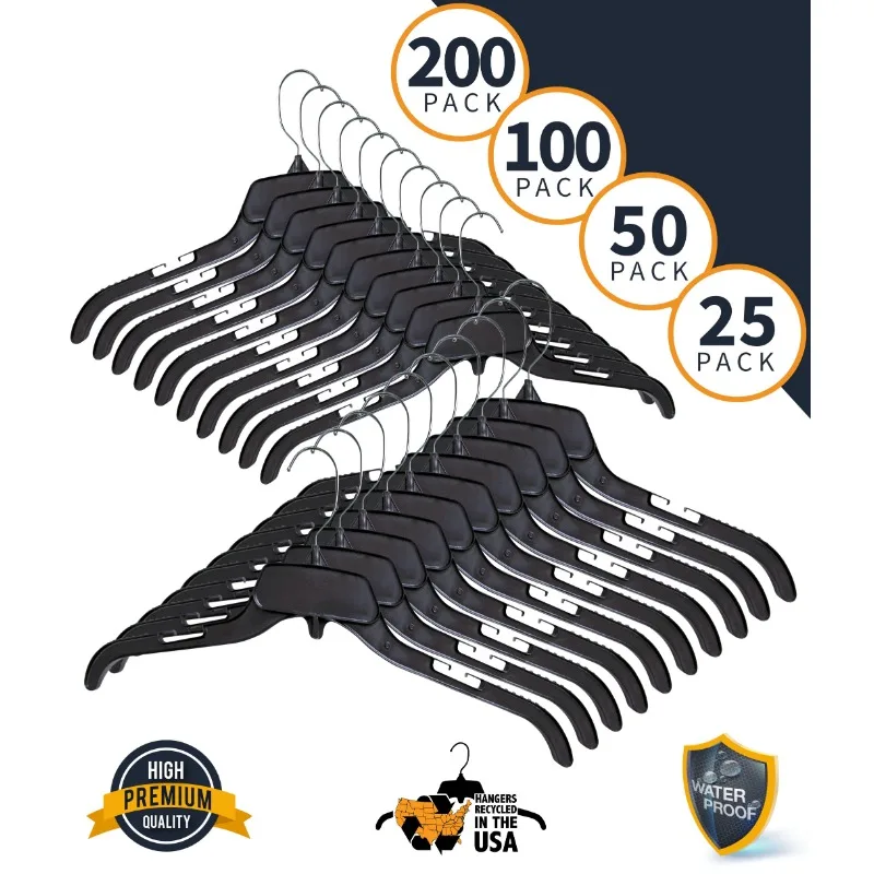 

Durable Plastic Clothing Hangers with Metal Swivel Hooks, 15 inch,50 Pack