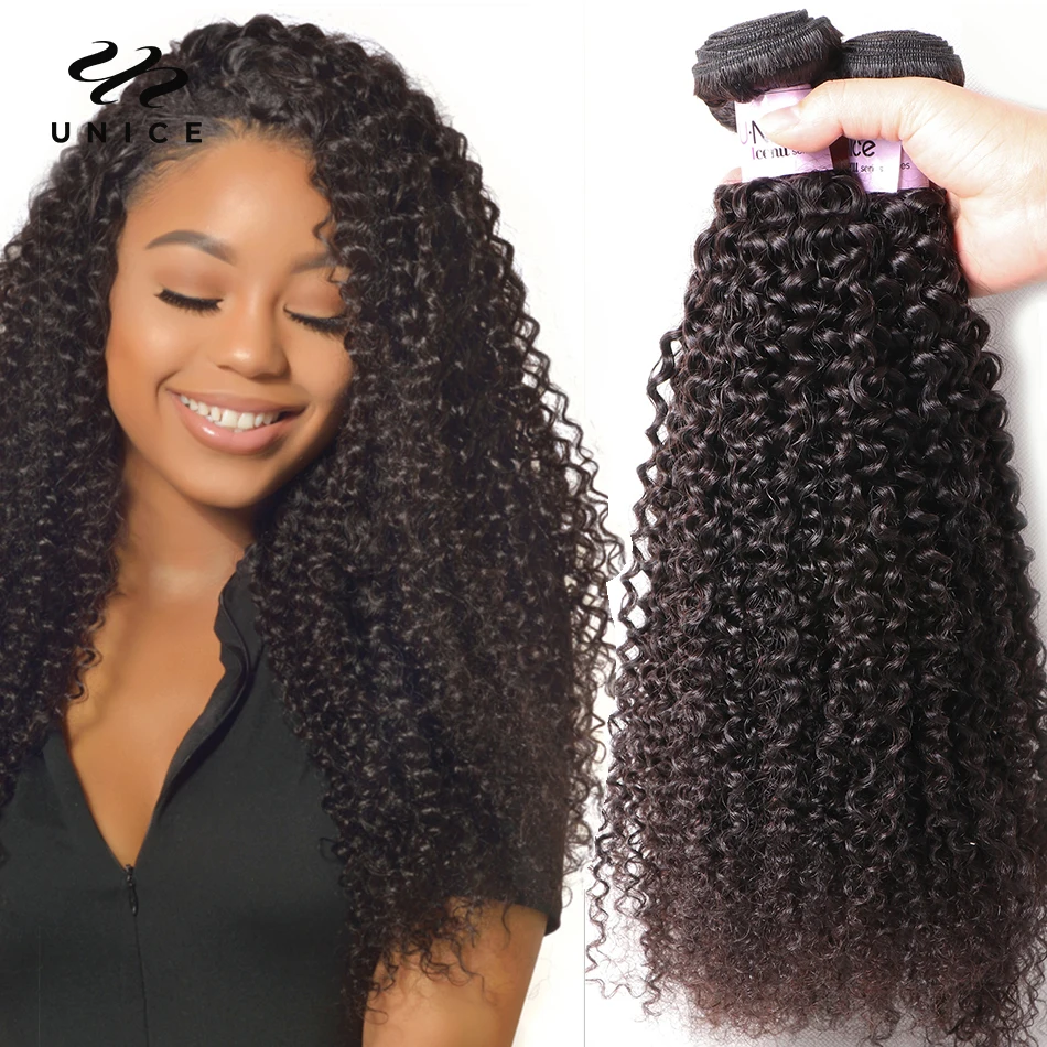 Unice Hair Mongolian Kinky Curly Hair Bundles Afro Kinky Curly Hair Curly Human Hair Bundles Weaves 1/3/4 bundles deal