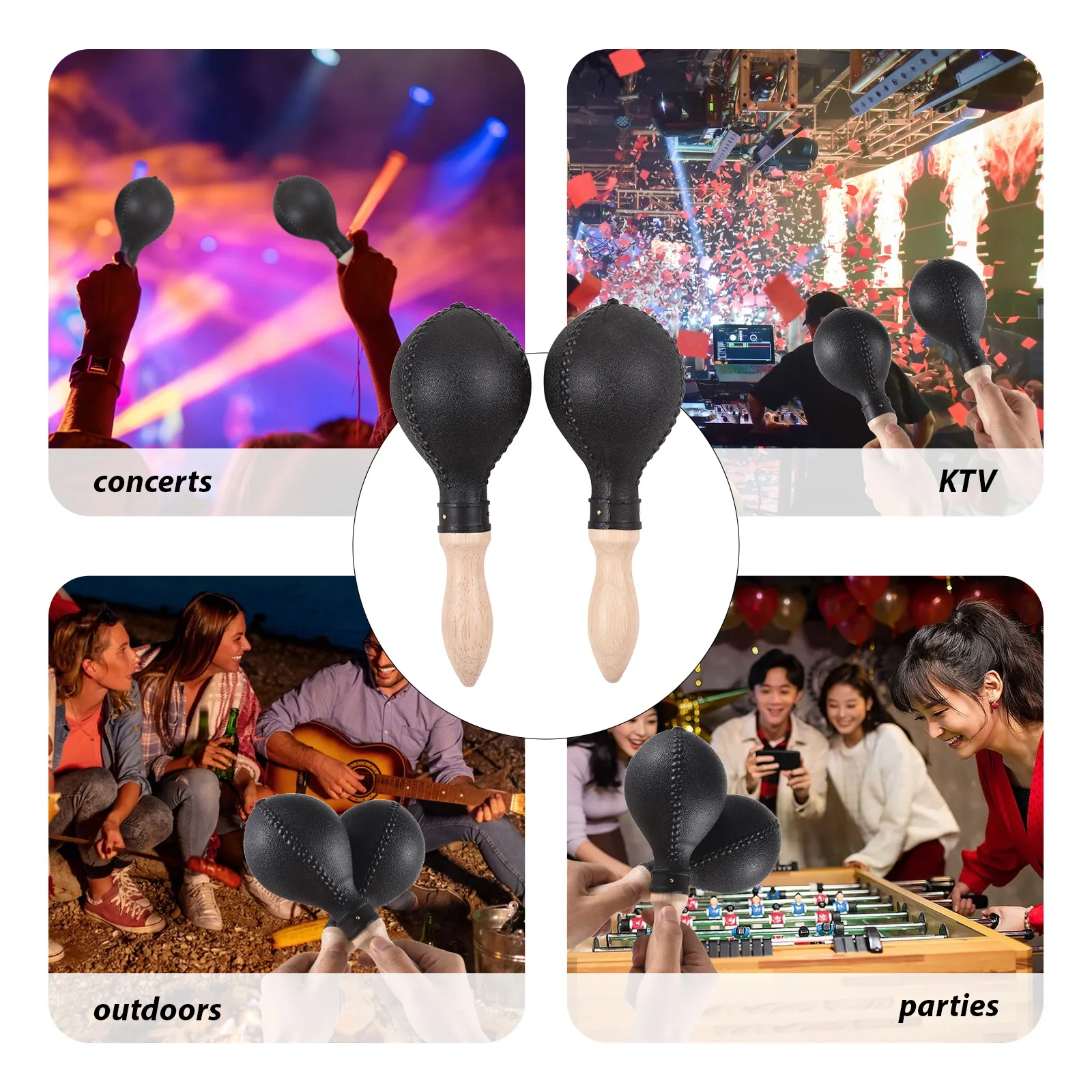 1 Pair 25cm Maracas Sand Hammer Plastic Shell Wooden Handles Rhythm Wood Concert Maracas Percussion Musical Instruments for Live