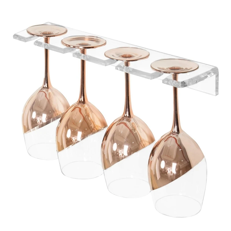2 PCS Wine Glass Holder Wall Mounted Cup Holder Wine Glass Hanging Rack Acrylic Kitchen Cupboard Bar Organizer Hanger