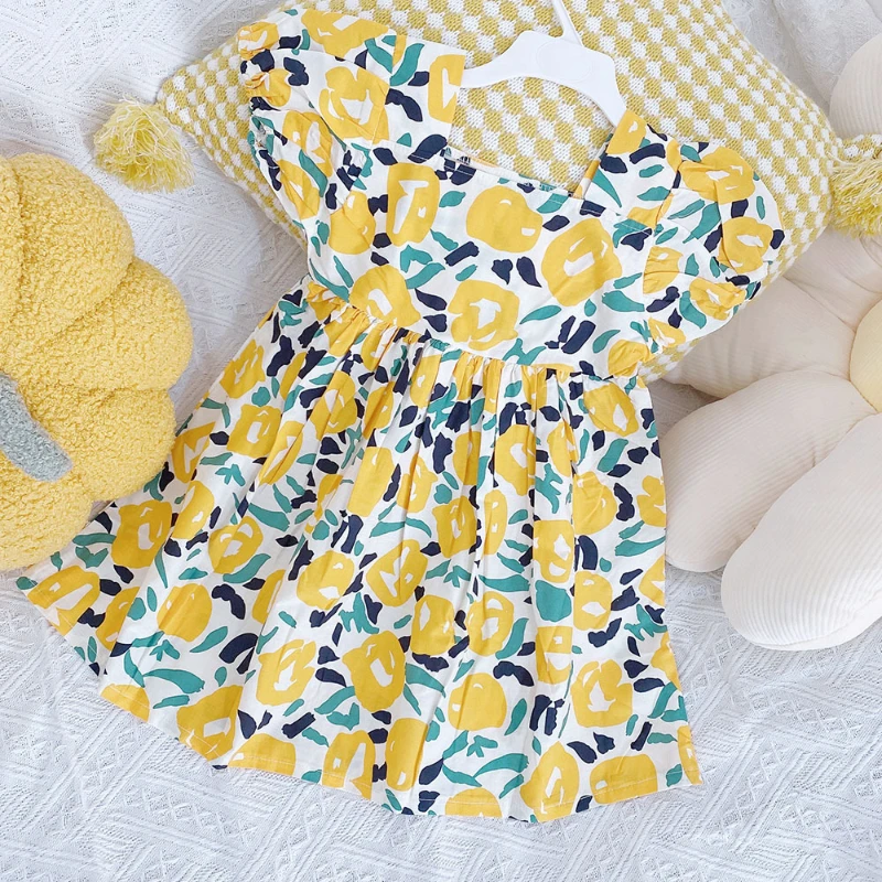 

Girls Summer Dress Short Sleeve Toddler Floral Dress for Kids Girl New Fashion Dress Kids Style Clothing