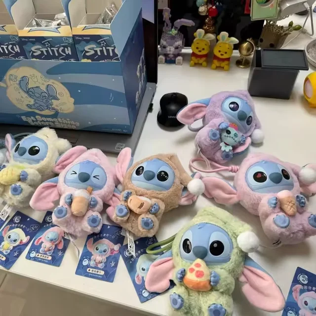 Stitch comer algo antes do sono série caixa cega brinquedo caixa mistério anime figura ponto boneca pingente ornamentos presente de natal do miúdo