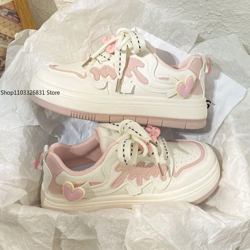 

Y2K Women Korean Fashion Casual Kawaii Sports Sneakers Athletic Loafers Cute Platform Tennis Shoe Chunky Sneaker Flat Men Shoes