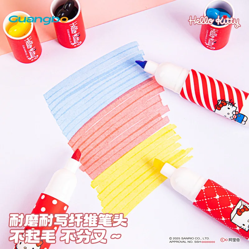 산리오 하이라이터 고급 KT 고양이 컬러 마커 학생 필기 메모펜 3개 세트 (학교/사무용품)