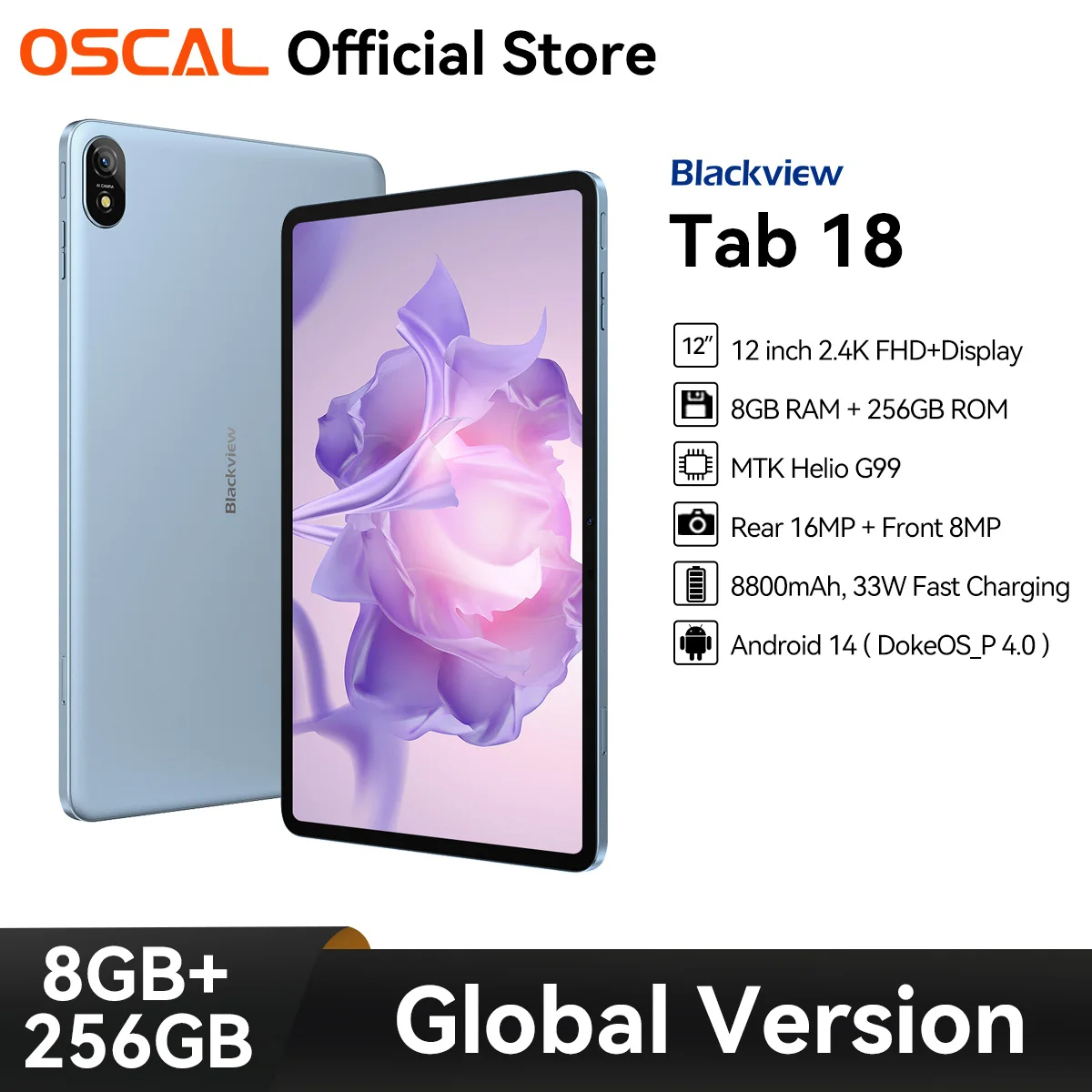 OSCAL Blackview Tab 18 Tablet PC, 12 inch 2.4K FHD+Display OSCAL Blackview Tab 18 Tablet PC, 12 inch 2.4K FHD+Display