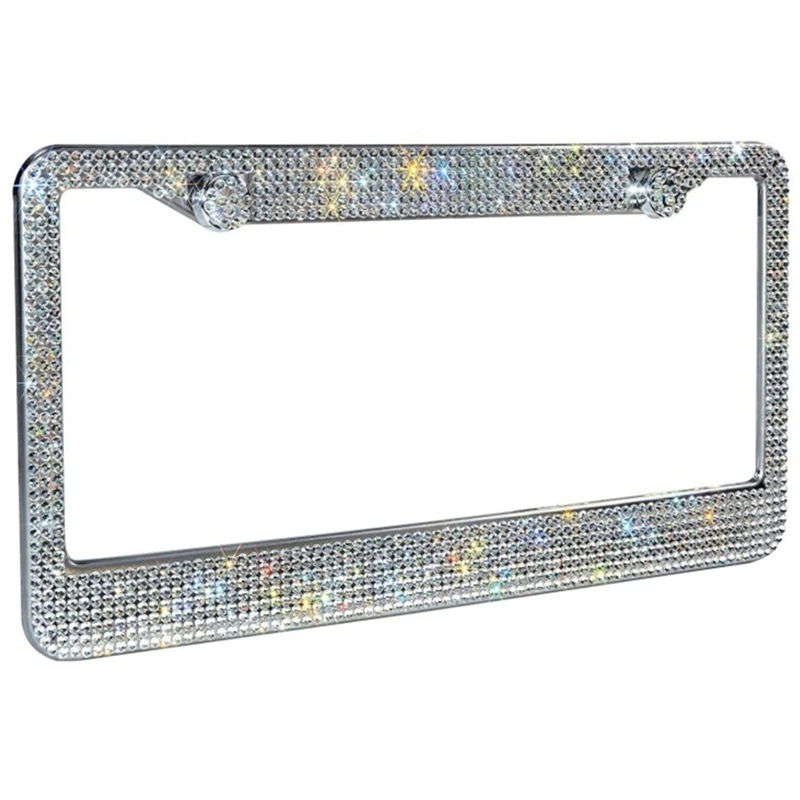 Bling Rhinestone Car License Number Plate Frame Crystal Diamond